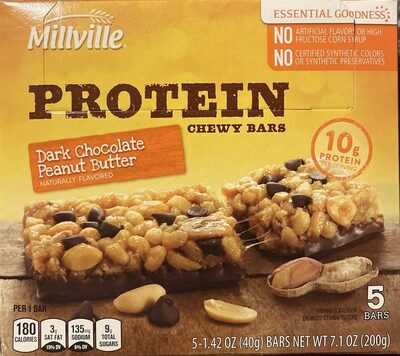 Millville Protein Chewy Bars Dark Chocolate Peanut Butter