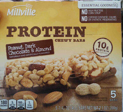 Millville Protein Chewy Bars Peanut Dark Chocolate