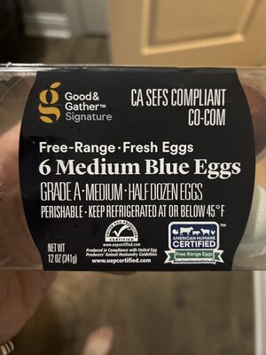 6 Medium Blue Eggs