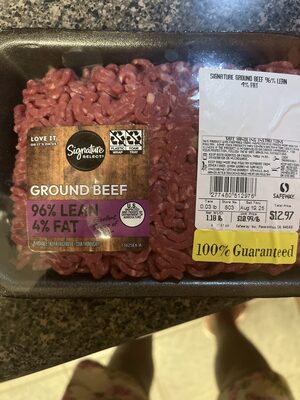 96% lean ground beef Raw