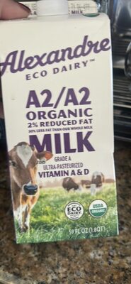 A2/A2 Organic 2% Reduced Fat Milk