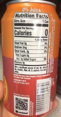Nutrition facts of Aha Sparkling Water