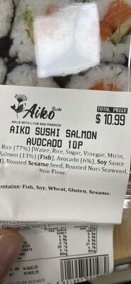 AIKO SUSHI SALMON AVOCADO 10P