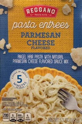 Angel hair pasta with natural Parmesan cheese flavored mix