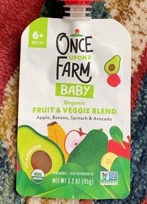 Baby Organic Fruit & Veggie Blend Apple, Banana, Spinach & Avocado