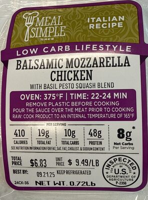 Balsamic Mozzarella Chicken With Basil Pesto Squash Blend