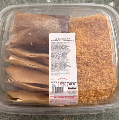 Beef Crispy Birria Taco w/Spanish Rice + Consome