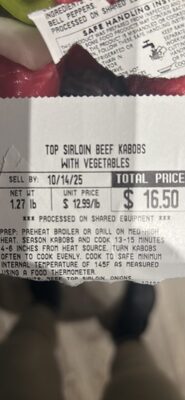 Beef Kabob with Peppers & Onions