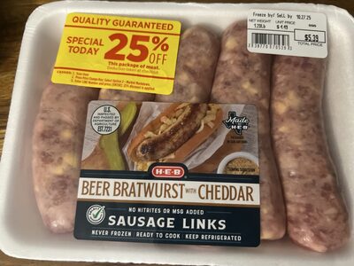 Beer Bratwurst with Cheddar