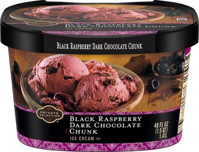 Black raspberry dark chocolate chunk ice cream