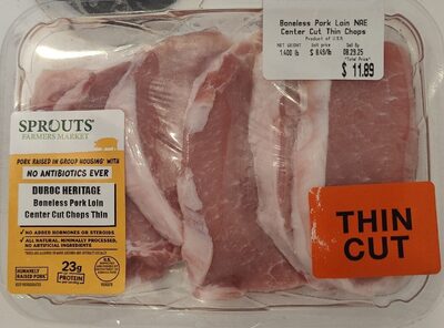 Boneless Pork Loin Center Cut Chops Thin
