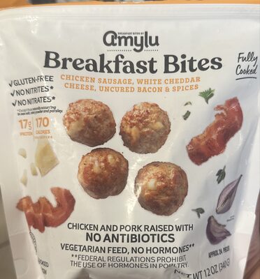 Breakfast Bites - chicken sausage, white cheddar cheese, uncured, bacon, and spices