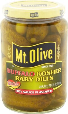 Buffalo Kosher Baby Dills, Hot Sauce