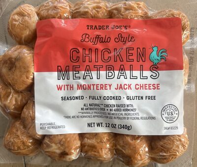 Buffalo Style Chicken Meatballs with Monterey Jack Cheese