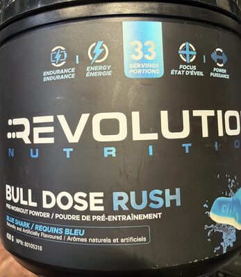 Bull Dose Rush Pre-workout Powder, Blue Shark