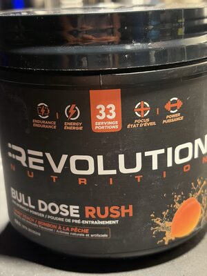 Bull Dose Rush Pre-Workout Powder, Candy Peach
