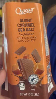 Burnt caramel sea salt filled Belgian milk chocolate bar
