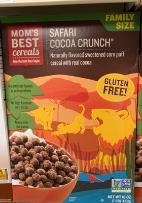 Cereals safari cocoa crunch sweetened corn puff