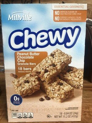 Chewy Peanut Butter Chocolate Chip Granola Bars