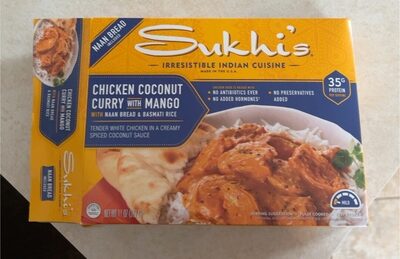 Chicken coconut curry with naan bread & basmati rice