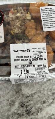 CHILLED ASIAN STYLE COMBO LEMON CHICKEN & GINGER BEEF & RICE