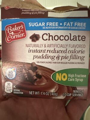 Chocolate instant reduced calorie pudding & pie filling
