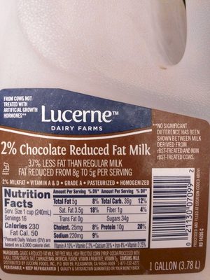 Chocolate reduced fat milk