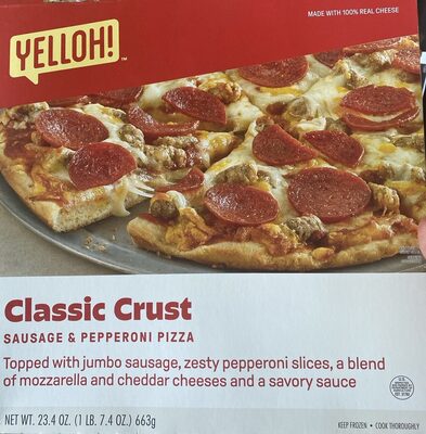 Classic crust, sausage and pepperoni pizza