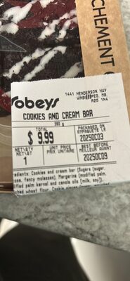 Cookies and Cream Bar