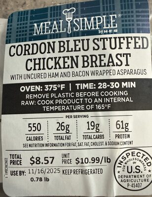 Cordon Blue Stuffed Chicken Breast With I cured Ham And Bacon Wrapped Asparagus