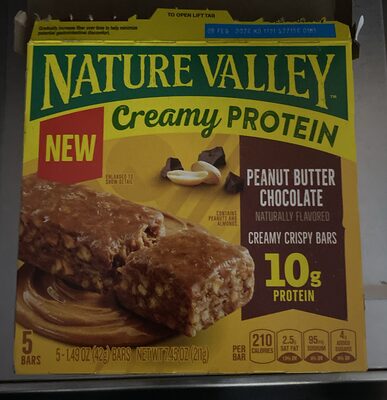 Creamy protein peanut butter chocolate creamy crispy bars