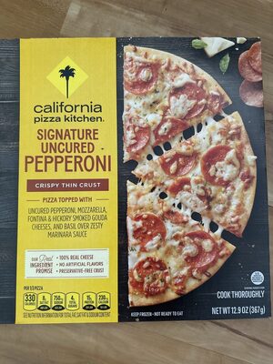 Crispy thin crust signature pepperoni frozen pizza