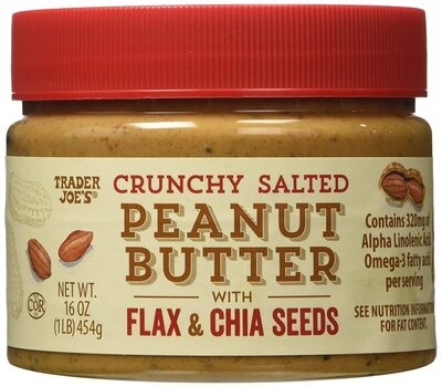 Crunchy salted peanut butter with flax & chia seeds