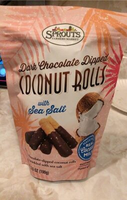 Dark chocolate dipped coconut rolls with sea salt