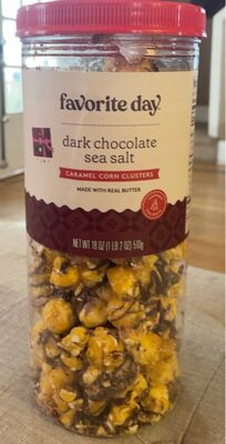 Dark chocolate sea salt caramel corn clusters