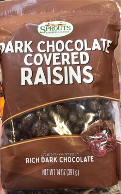 Dark chocolatecovered rasinis