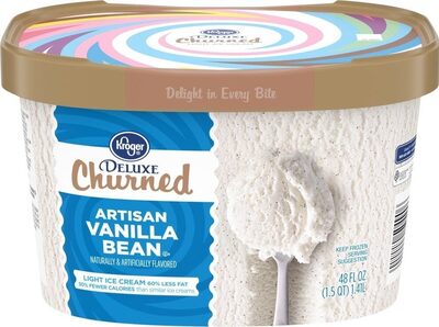 Deluxe vanilla bean churned artisan light ice cream