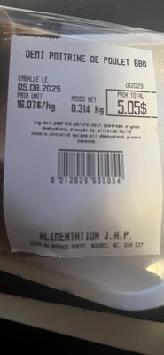 DEMI POITRINE DE POULET BBQ