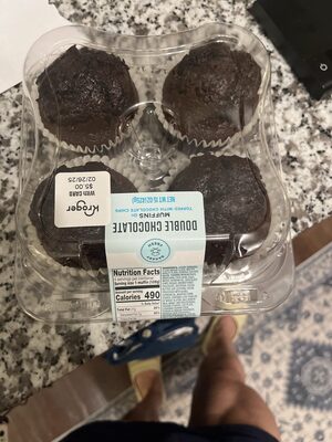 Double Chocolate Muffins Topped With Chocolate Chips