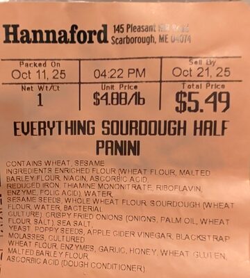 Everything Sourdough Half panini