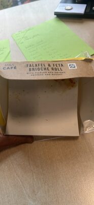 Falafel & Feta Brioche Roll with Pickled Red Onions, Peppers and Rocket