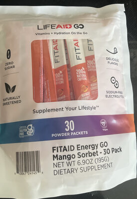 FITAID Energy GO Mango Sorbet - 30 Pack