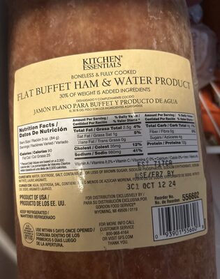 Flat Buffet Ham And Water Product