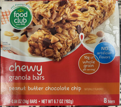 Food Club Chewy Granola Bars Peanut Butter Chocolate Chip