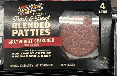 Fresh Pork & Beef Blended Patties Bratwurst Seasoned