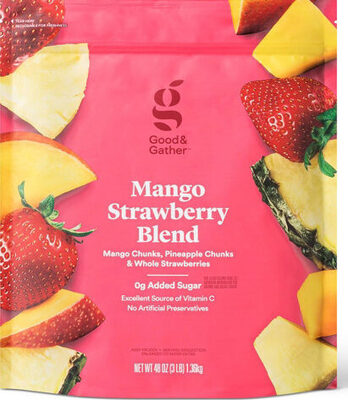 Frozen mango strawberry fruit blend