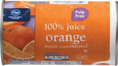 Frozen orange juice concentrate pulp free