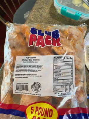 Fully Cooked Chicken Wing Sections Coated With Buffalo Style Sauce