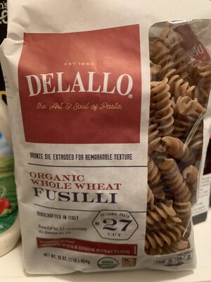 Fusilli no. 27, 100% whole wheat pasta
