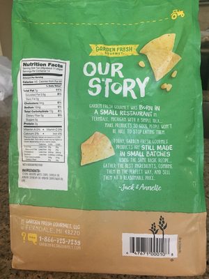 Garden fresh gourmet, kettle style tortilla chips, unsalted